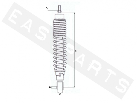 Achterschokbreker FORSA Zwart L.423mm Primavera/ Sprint 125-150 2013->